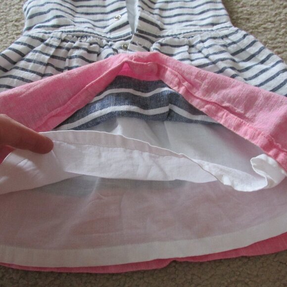 Carters Dress Girls Size 12M Pink Blue White Striped Short Sleeve Lined Pullover - Picture 5 of 5